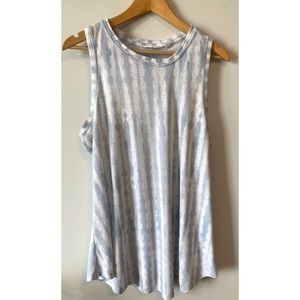 Athleta Tie Dye Blue & White Tank Top Size XL
